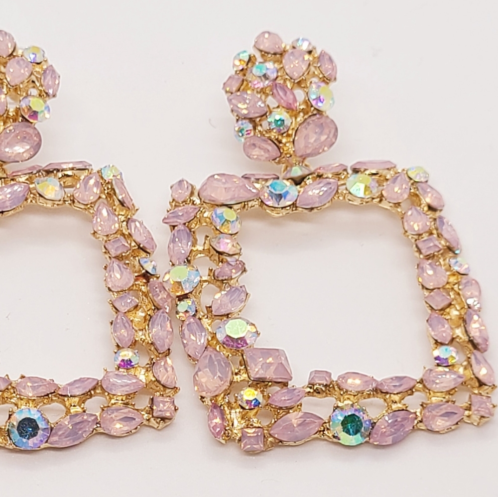 Colorful Rhinestones Encrusted Earrings
